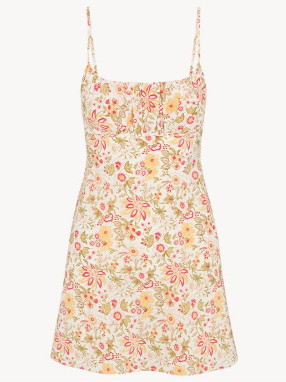 Reformation Par The Lilou Mini Dress - Pink, Cream & Yellow Floral